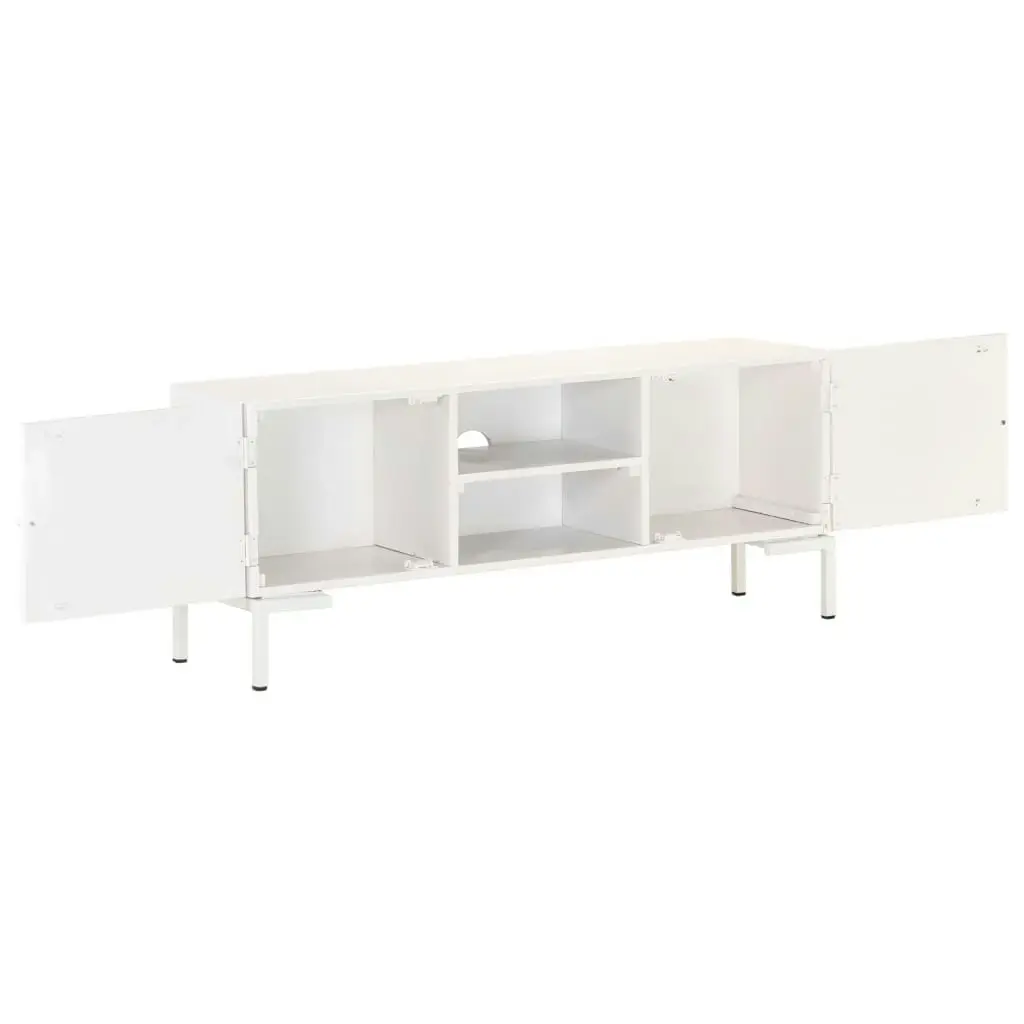 TV Cabinet White 115x30x46 cm Solid Mango Wood 323580