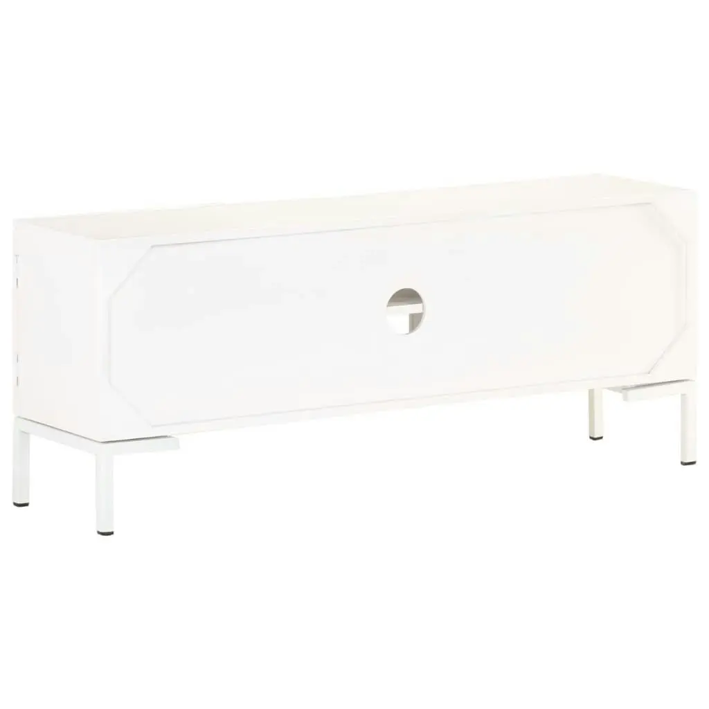 TV Cabinet White 115x30x46 cm Solid Mango Wood 323580