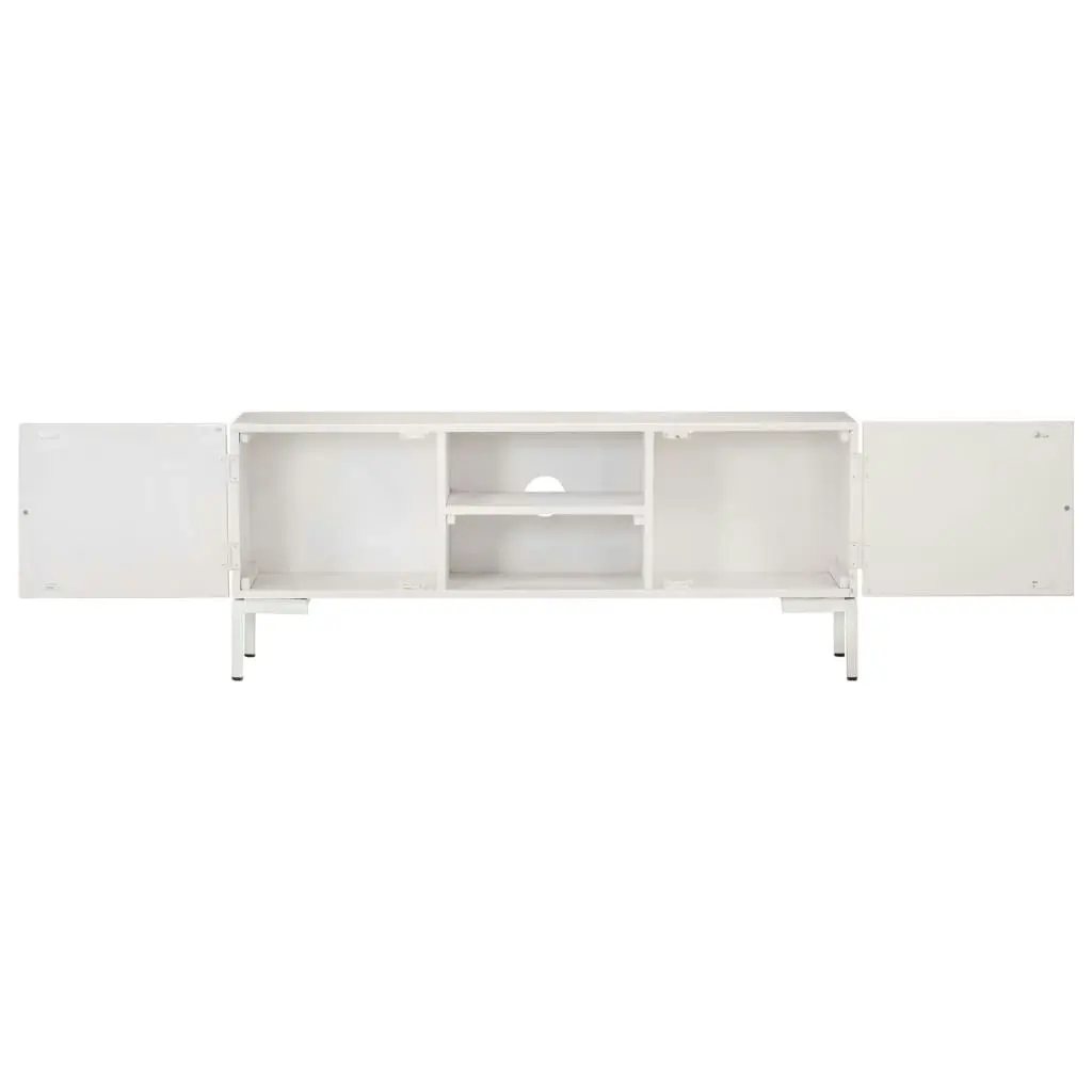 TV Cabinet White 115x30x46 cm Solid Mango Wood 323580