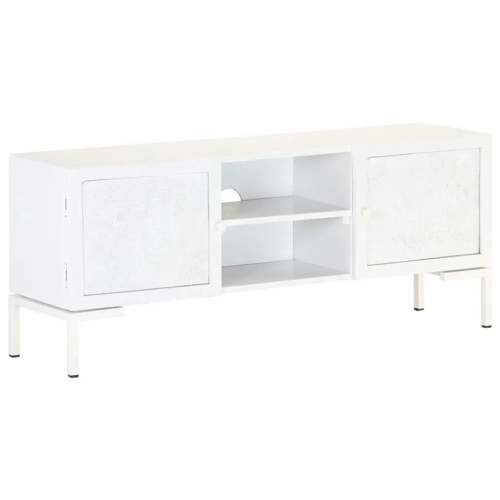 TV Cabinet White 115x30x46 cm Solid Mango Wood 323580