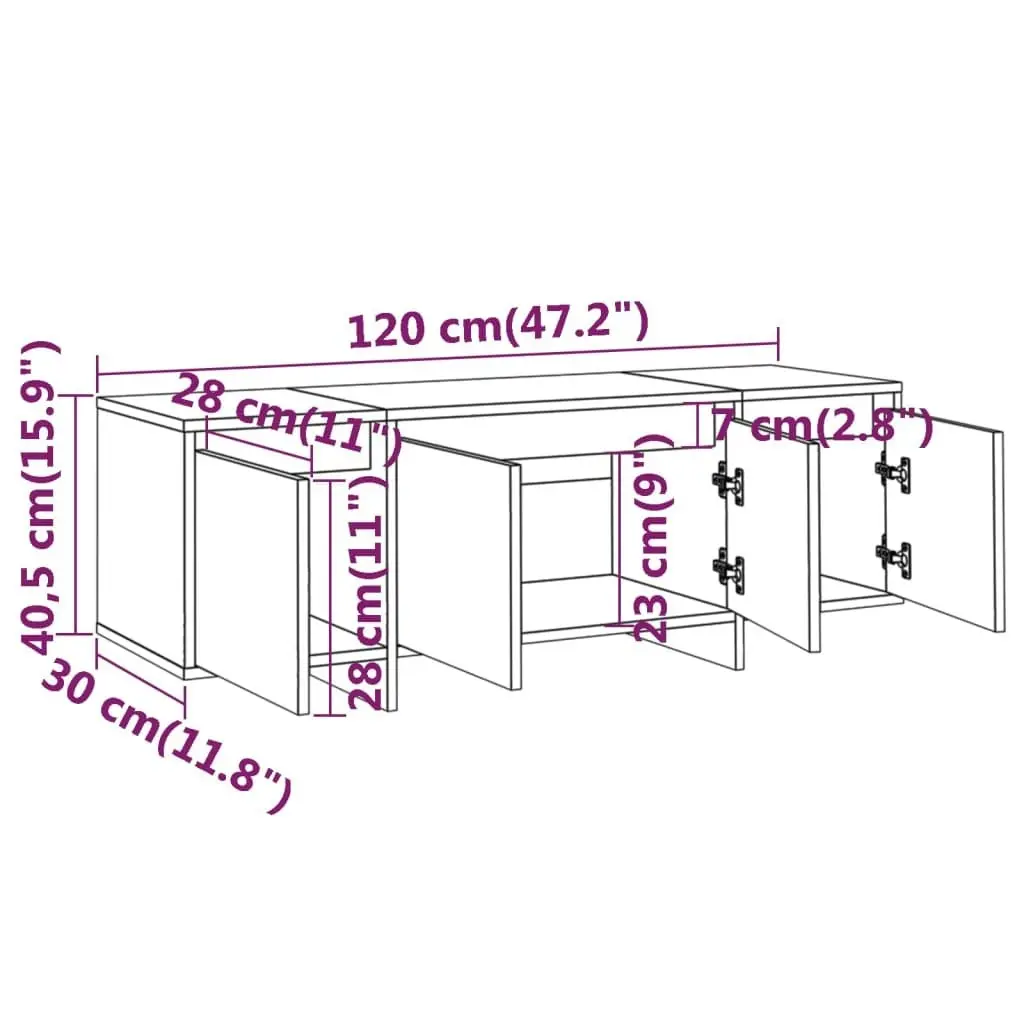 TV Cabinet White 120x30x40.5 cm Engineered Wood 809575