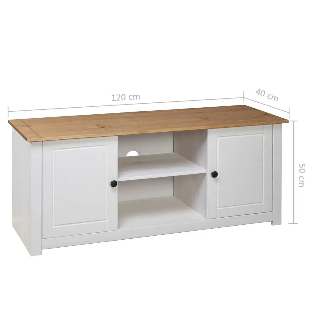 TV Cabinet White 120x40x50 cm Solid Pine Wood Panama Range 282672