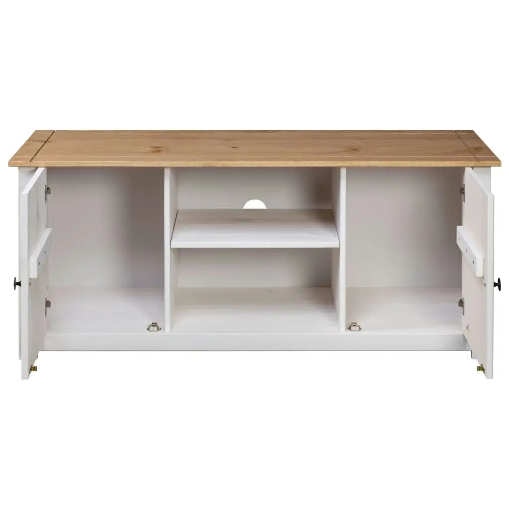 TV Cabinet White 120x40x50 cm Solid Pine Wood Panama Range 282672