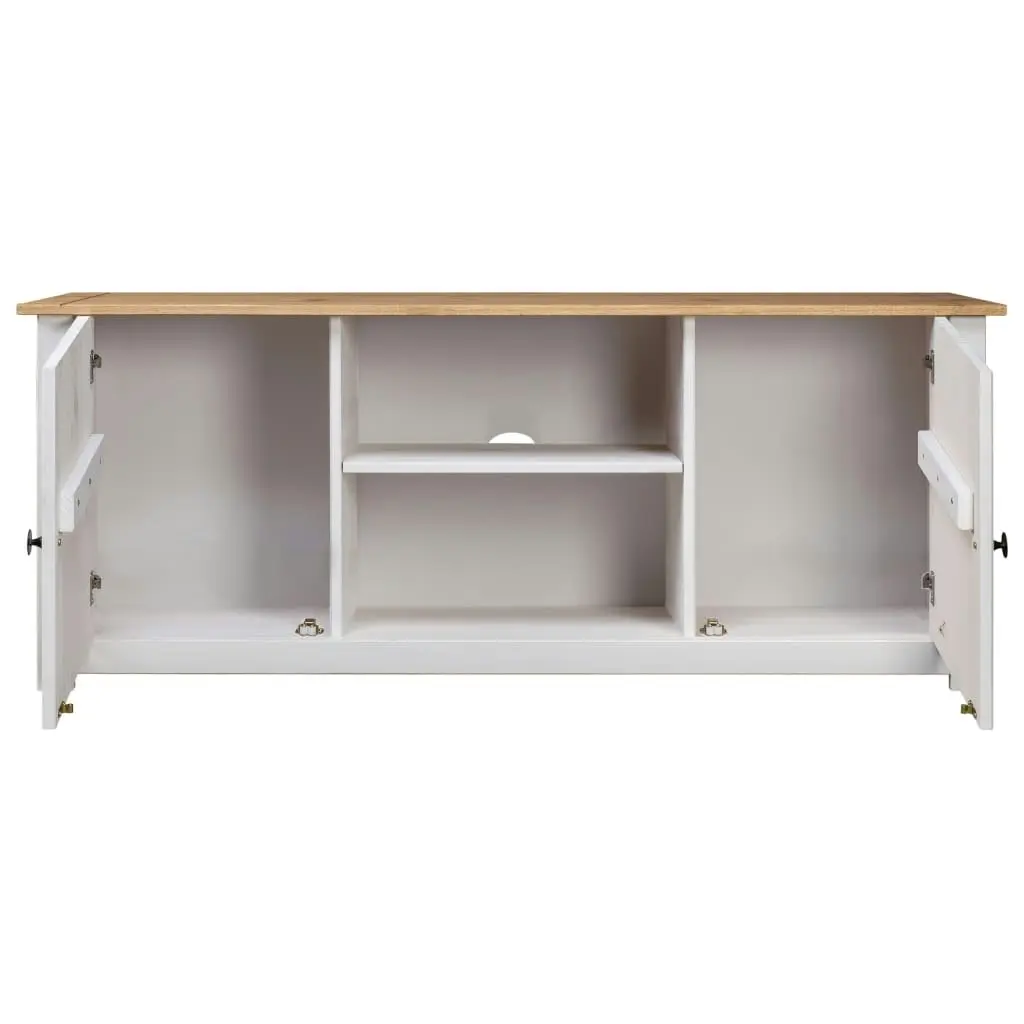 TV Cabinet White 120x40x50 cm Solid Pine Wood Panama Range 282672