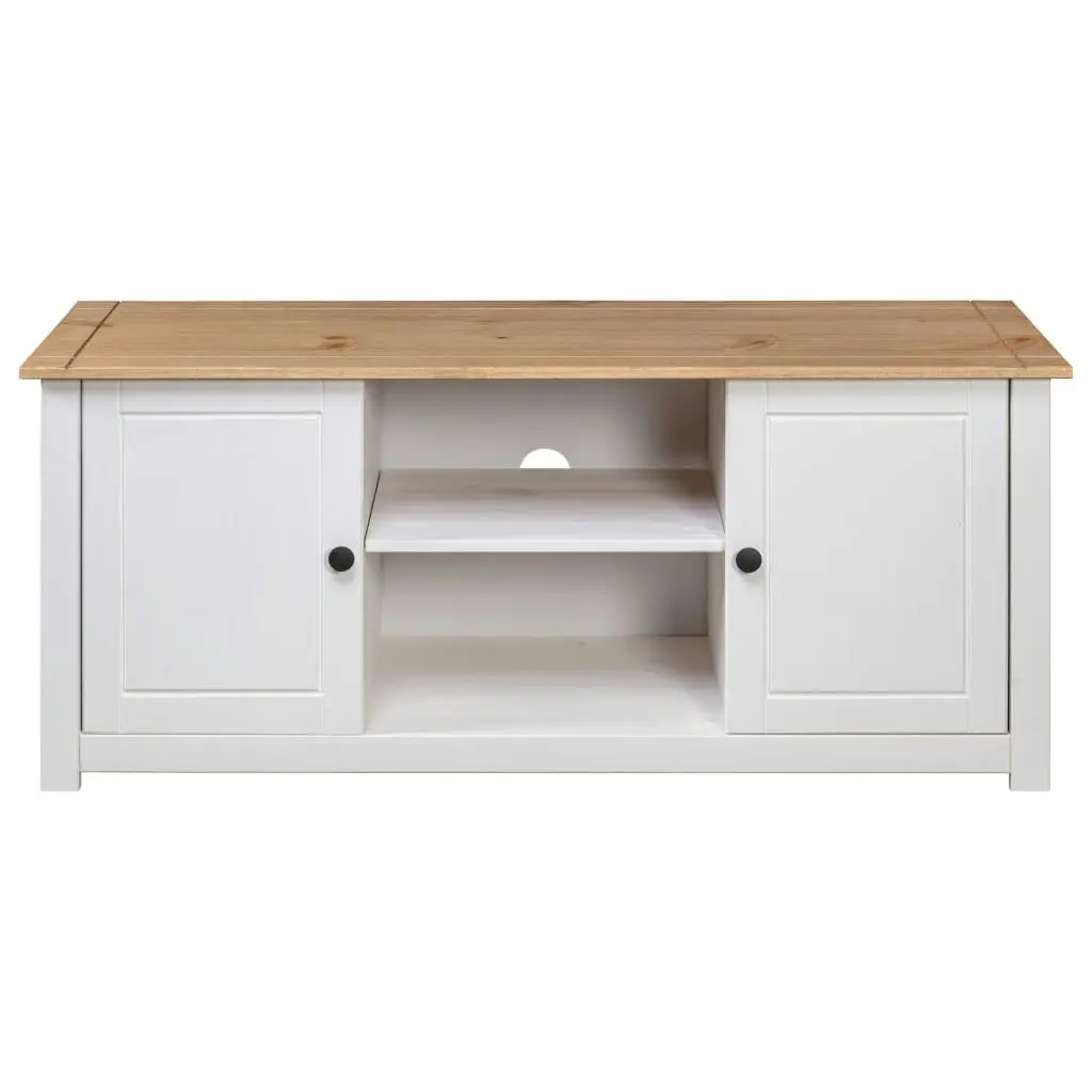 TV Cabinet White 120x40x50 cm Solid Pine Wood Panama Range 282672