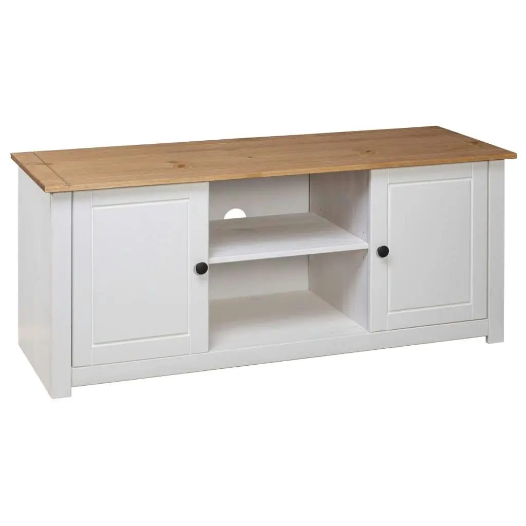 TV Cabinet White 120x40x50 cm Solid Pine Wood Panama Range 282672