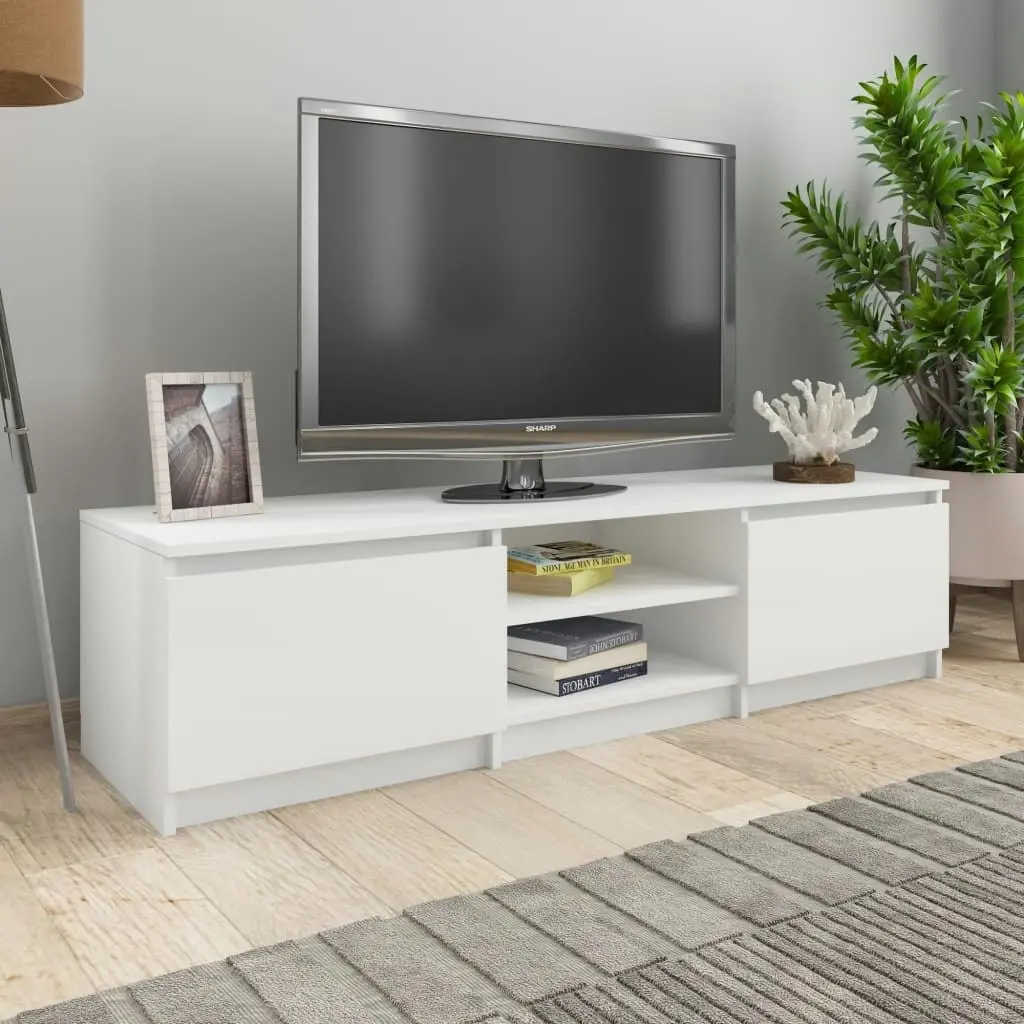 TV Cabinet White 140x40x35.5 cm Engineered Wood 800648