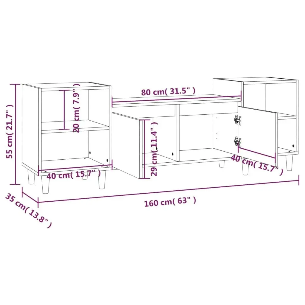 TV Cabinet White 160x35x55 cm Engineered Wood 821188