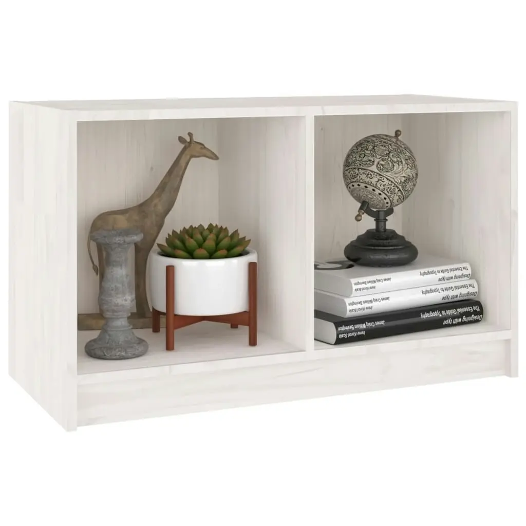 TV Cabinet White 70x33x42 cm Solid Pinewood 809943