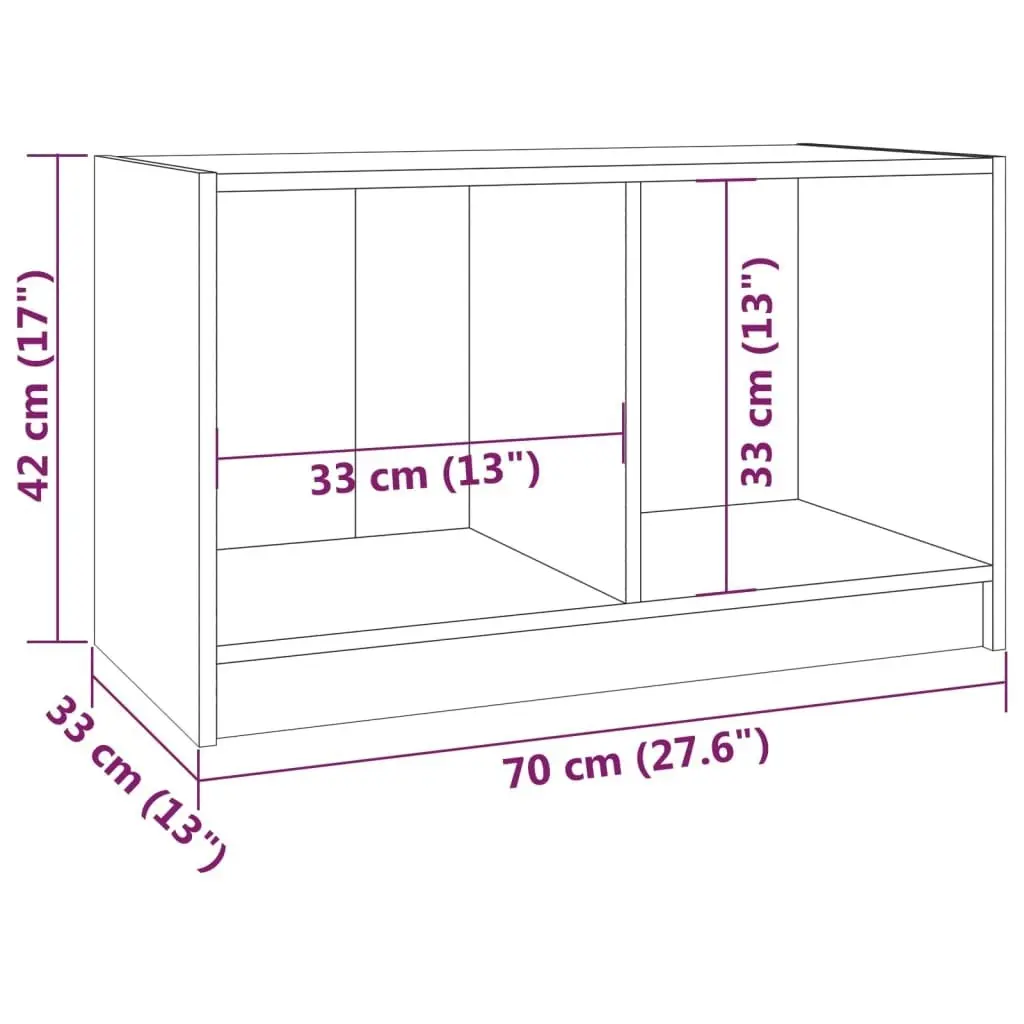 TV Cabinet White 70x33x42 cm Solid Pinewood 809943