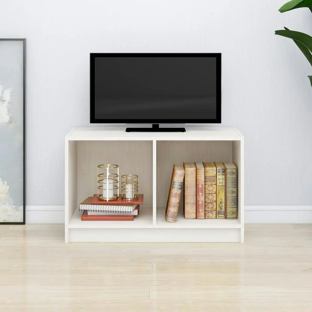 TV Cabinet White 70x33x42 cm Solid Pinewood 809943