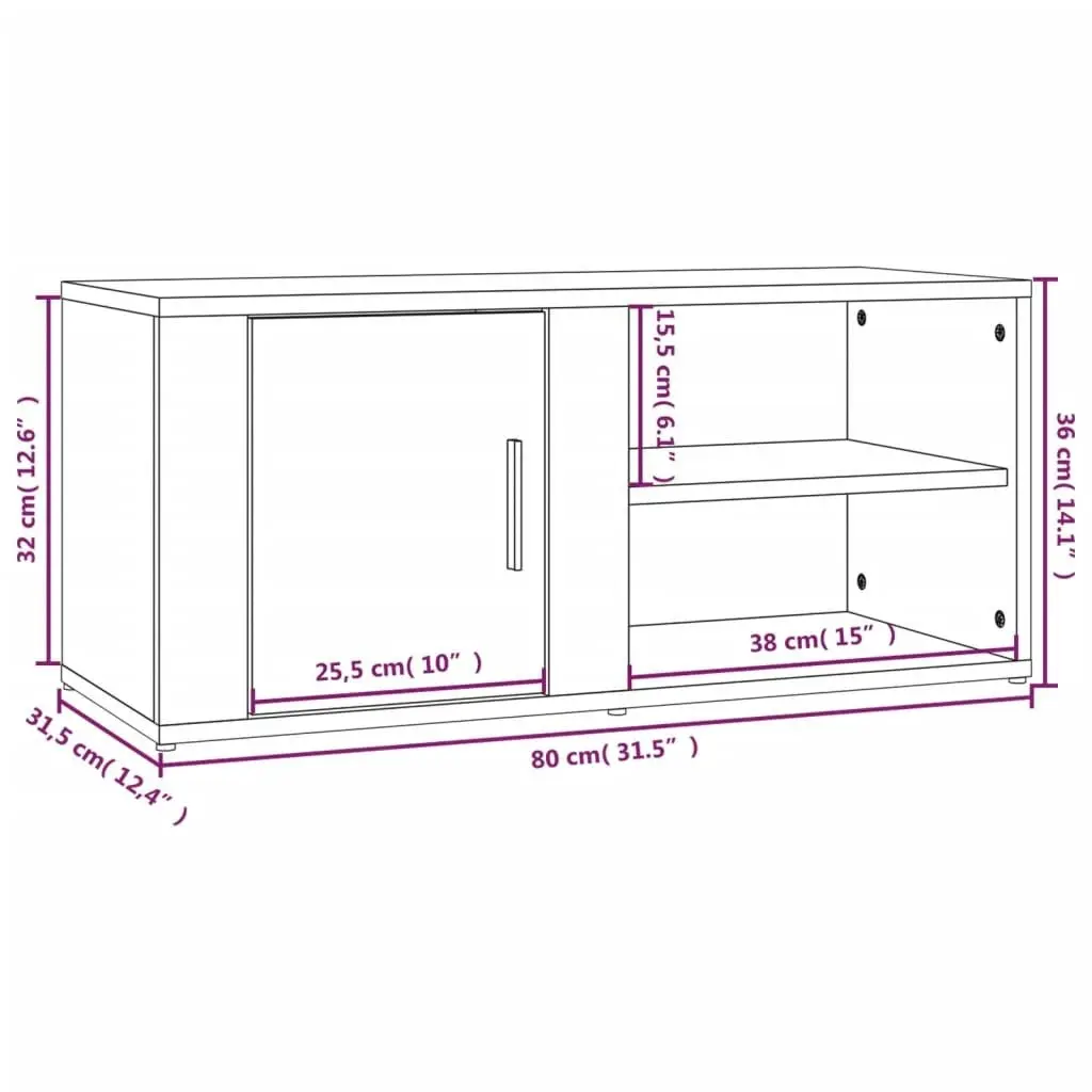 TV Cabinet White 80x31.5x36 cm Engineered Wood 819436