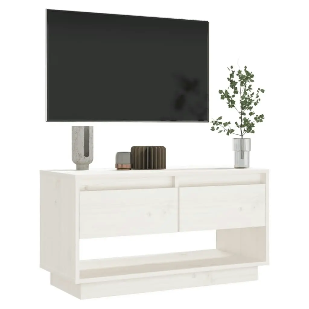 TV Cabinet White 74x34x40 cm Solid Wood Pine 813840