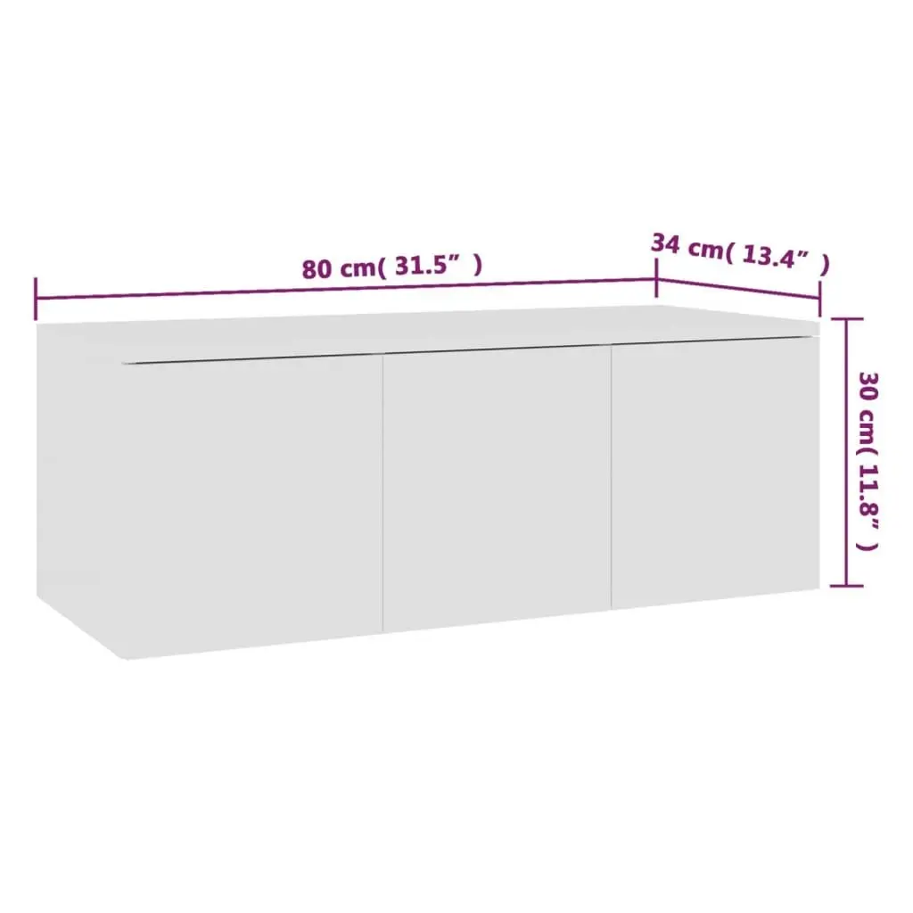 TV Cabinet White 80x34x30 cm Engineered Wood 801859