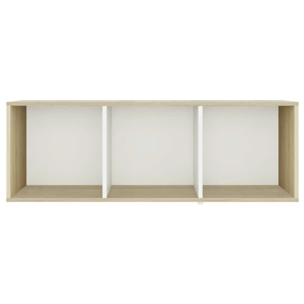 TV Cabinet White and Sonoma Oak 107x35x37 cm Engineered Wood 805539