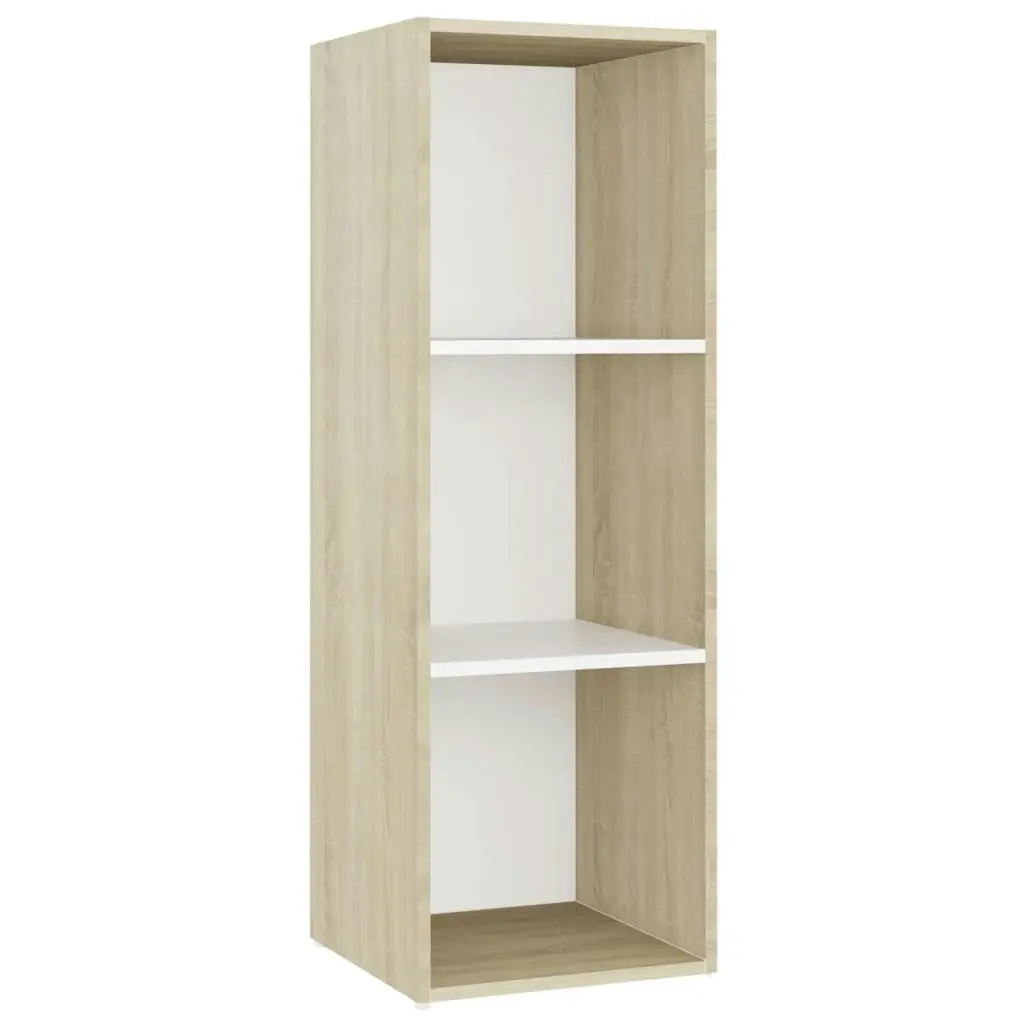 TV Cabinet White and Sonoma Oak 107x35x37 cm Engineered Wood 805539