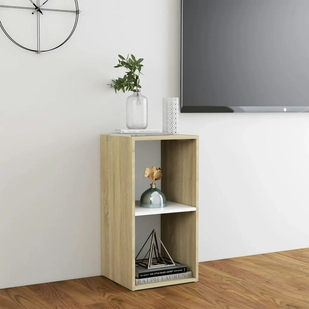 TV Cabinet White and Sonoma Oak 72x35x36.5 cm Engineered Wood 805530