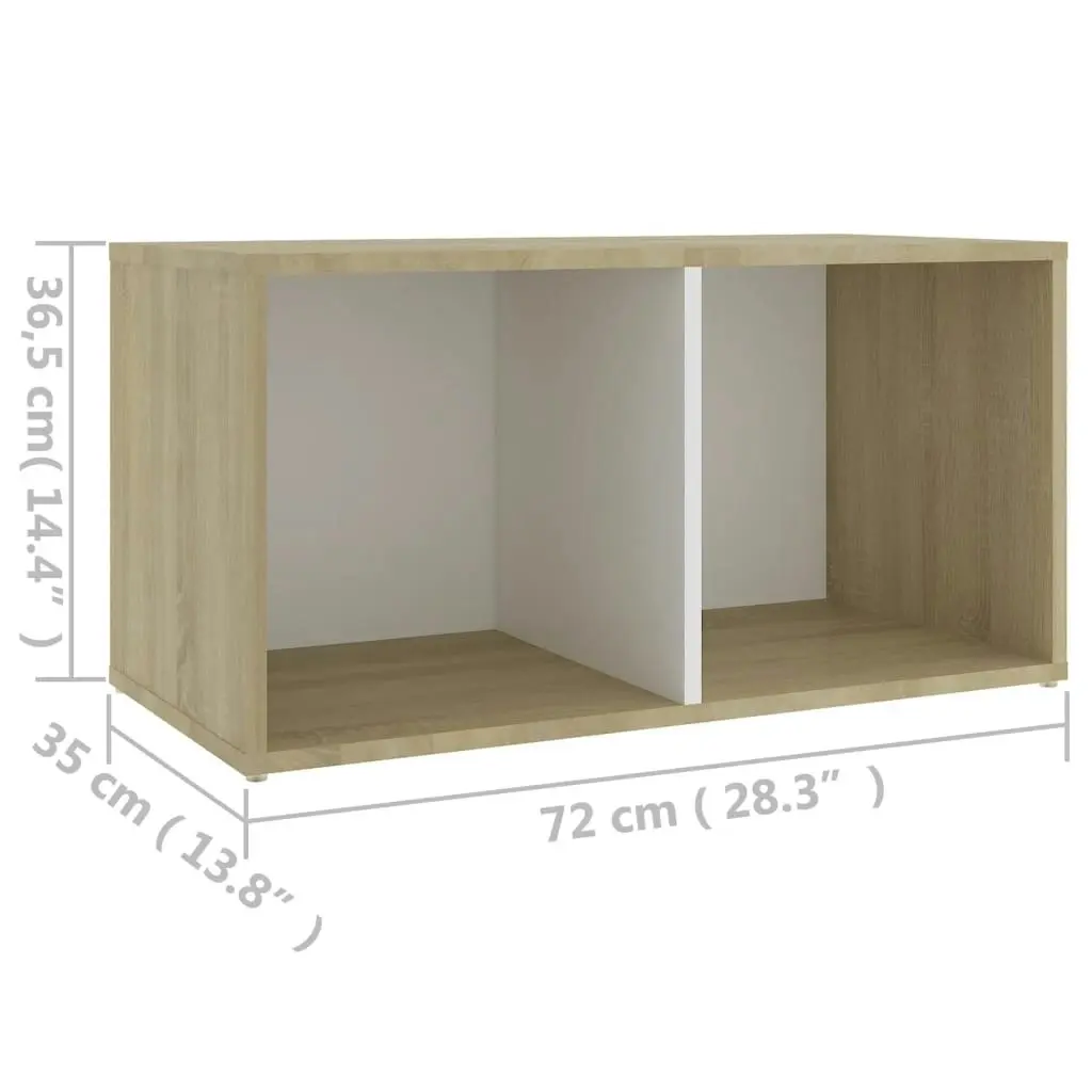 TV Cabinet White and Sonoma Oak 72x35x36.5 cm Engineered Wood 805530