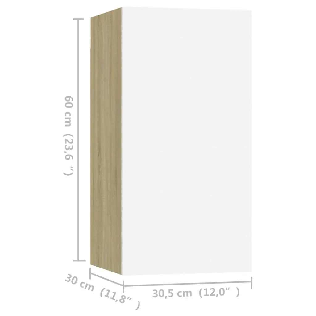 TV Cabinet White and Sonoma Oak 30.5x30x60 cm Engineered Wood 803336