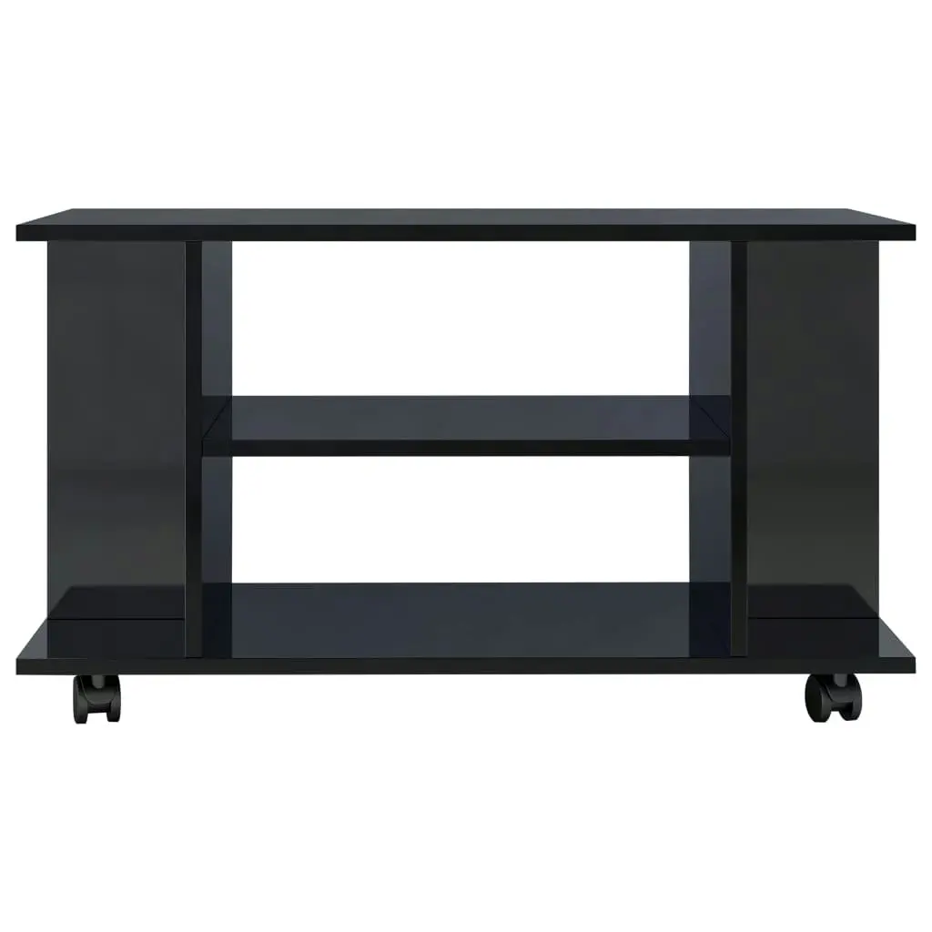 TV Cabinet with Castors High Gloss Black 80x40x40 cm Engineered Wood 800196