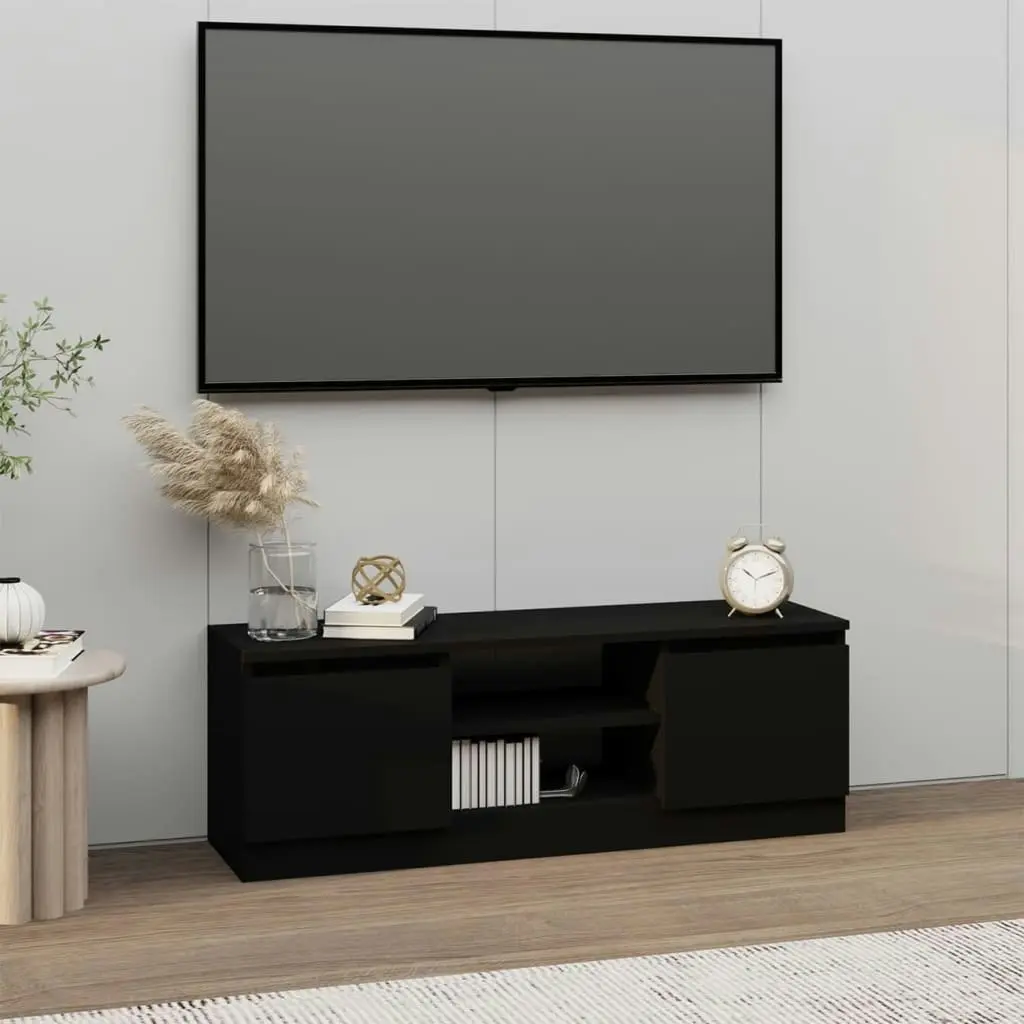 TV Cabinet with Door Black 102x30x36 cm 823351