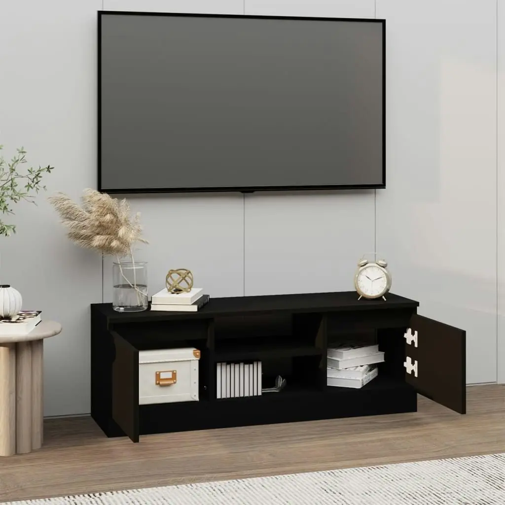 TV Cabinet with Door Black 102x30x36 cm 823351