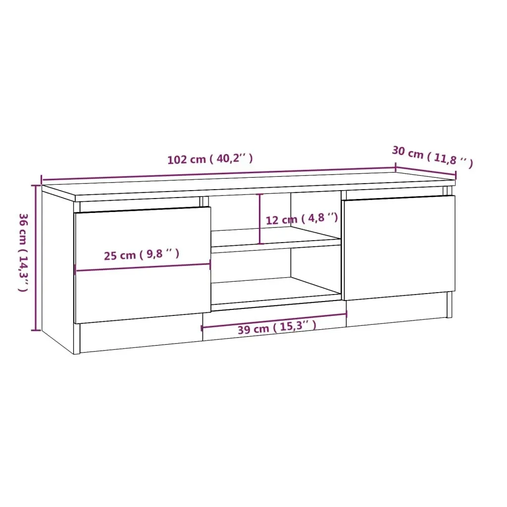 TV Cabinet with Door Black 102x30x36 cm 823351