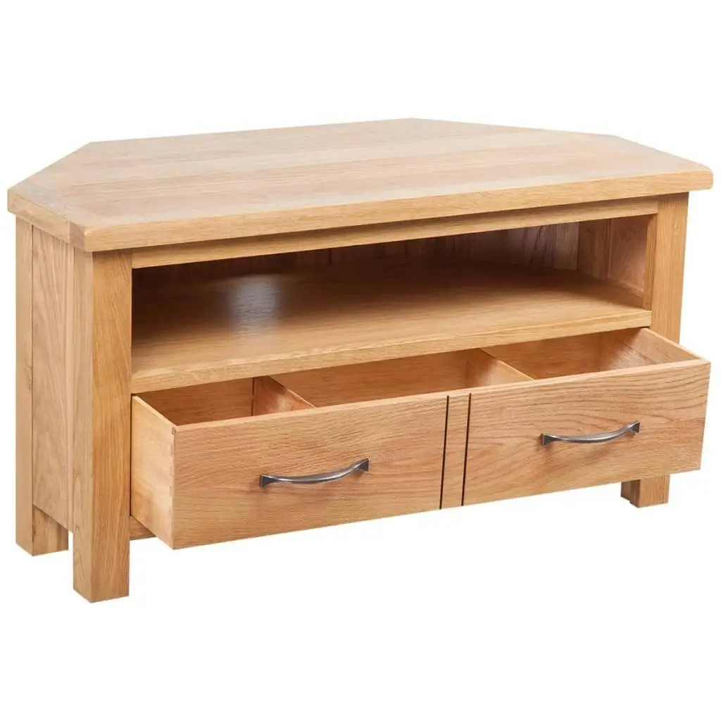 TV Cabinet with Drawer 88 x 42 x 46 cm Solid Oak Wood 241676