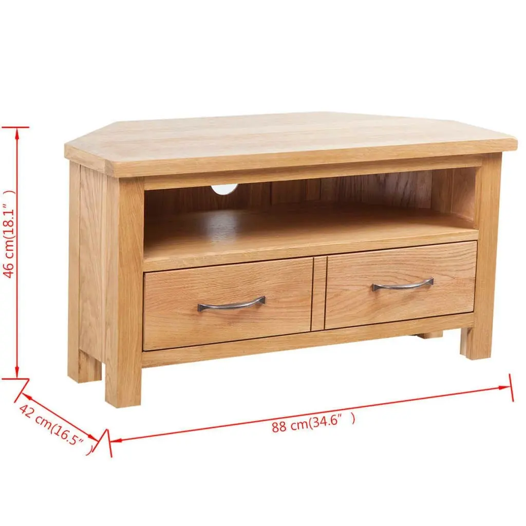 TV Cabinet with Drawer 88 x 42 x 46 cm Solid Oak Wood 241676