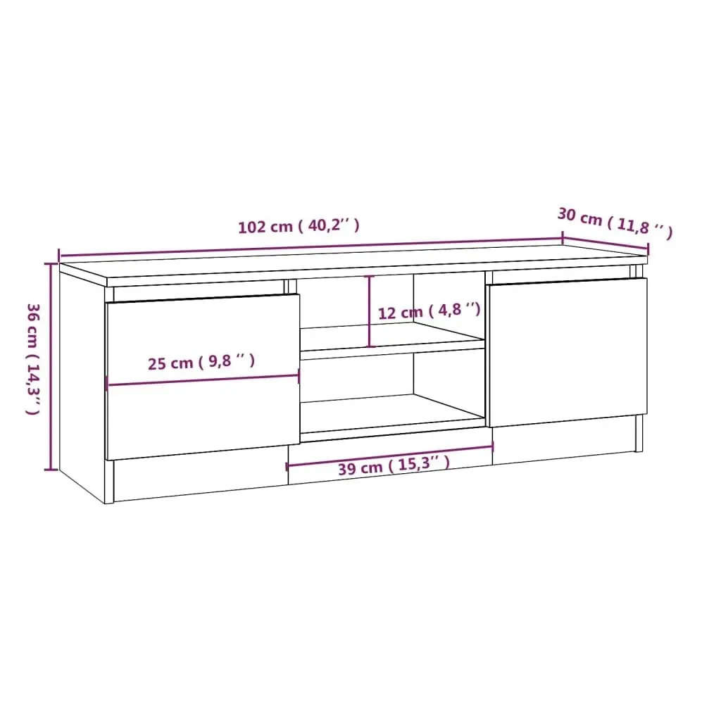 TV Cabinet with Door Sonoma Oak 102x30x36 cm 823353