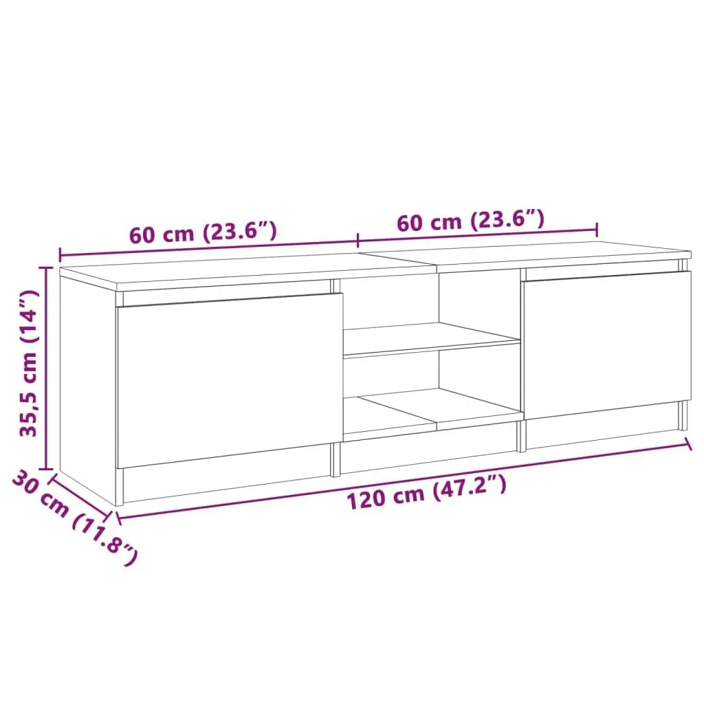 TV Cabinet with LED Lights Black 120x30x35.5 cm 804284