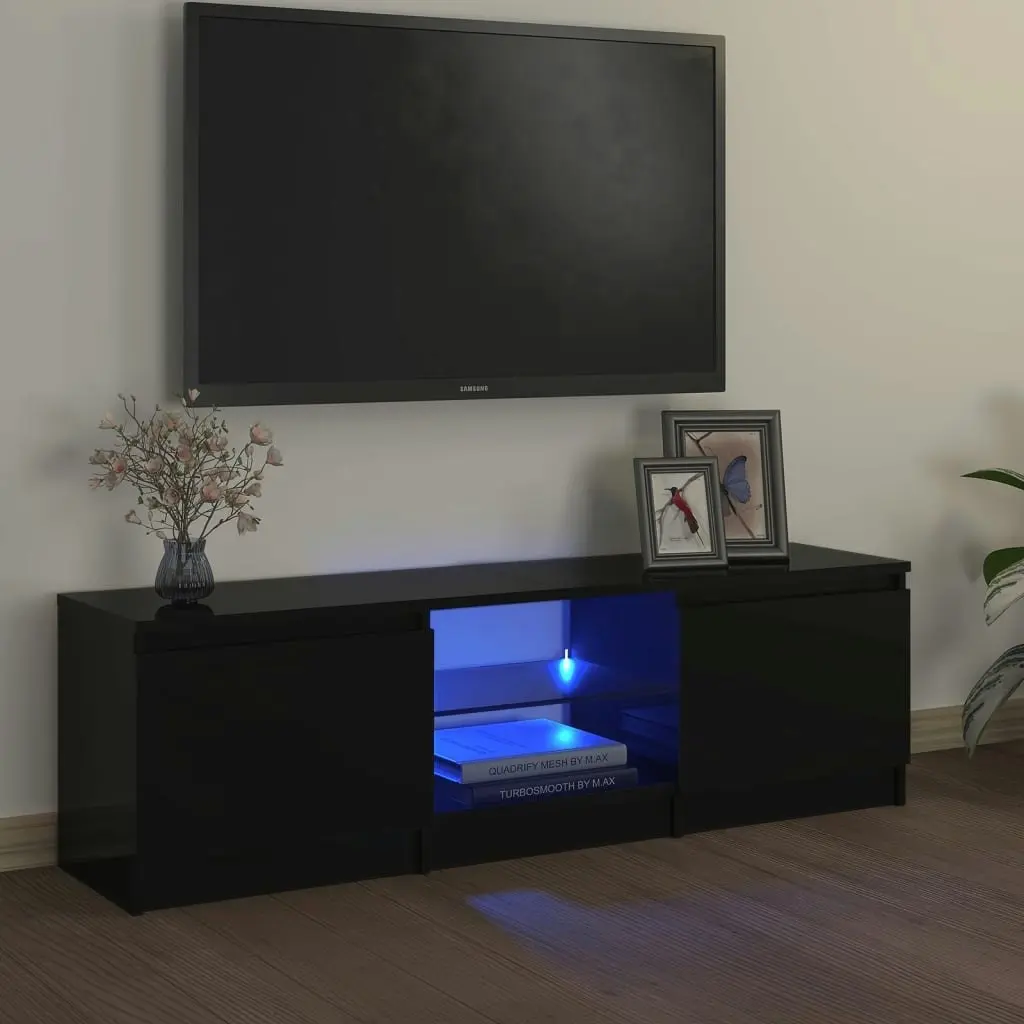 TV Cabinet with LED Lights Black 120x30x35.5 cm 804284