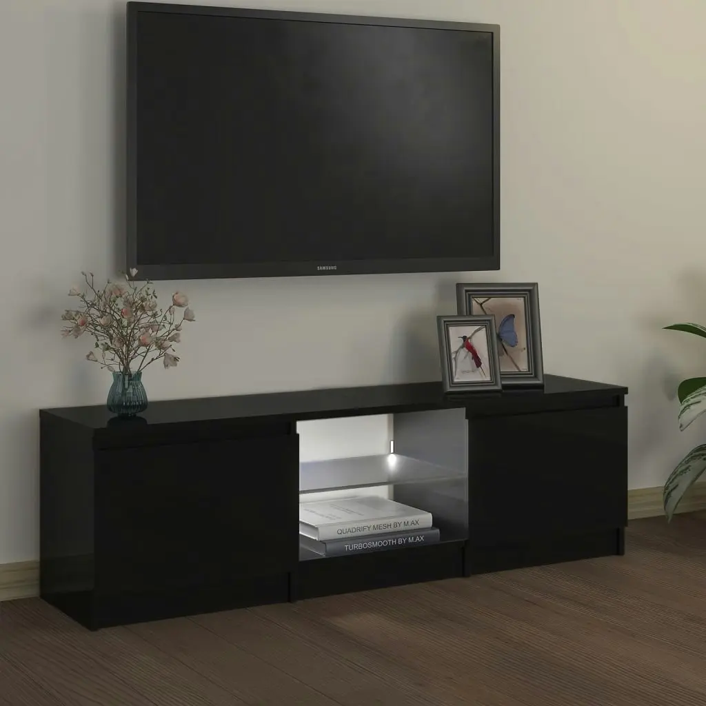 TV Cabinet with LED Lights Black 120x30x35.5 cm 804284