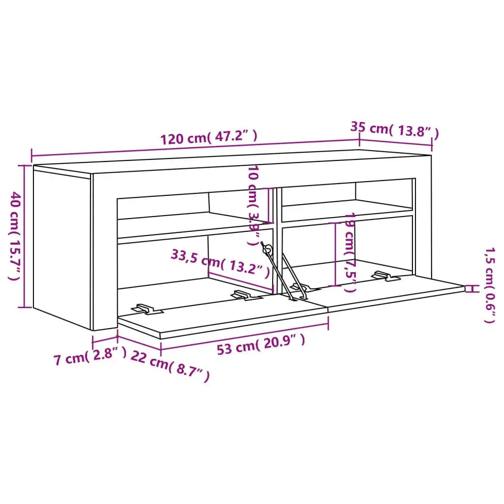 TV Cabinet with LED Lights Black 120x35x40 cm 804356