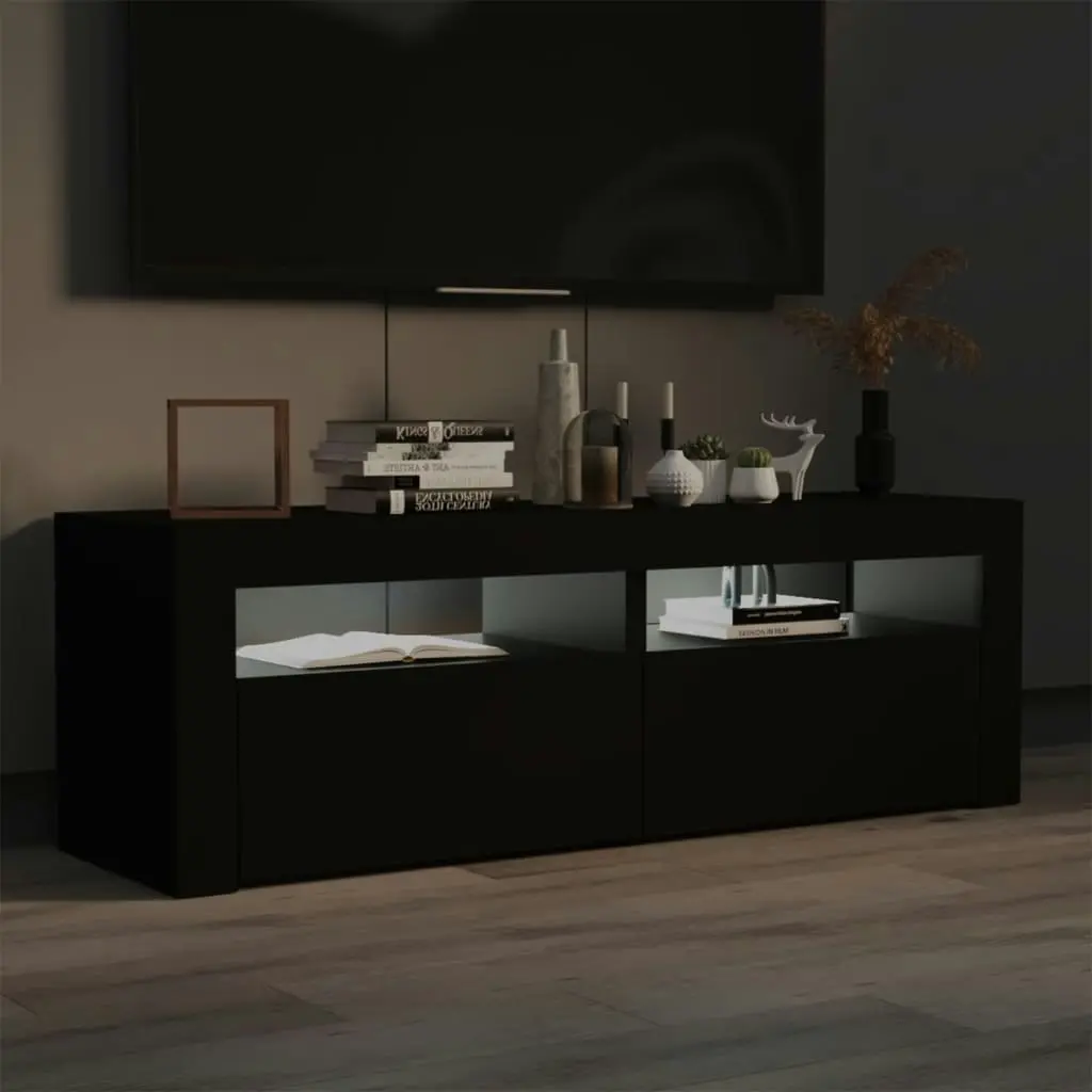 TV Cabinet with LED Lights Black 120x35x40 cm 804356