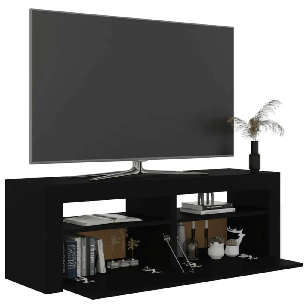 TV Cabinet with LED Lights Black 120x35x40 cm 804356