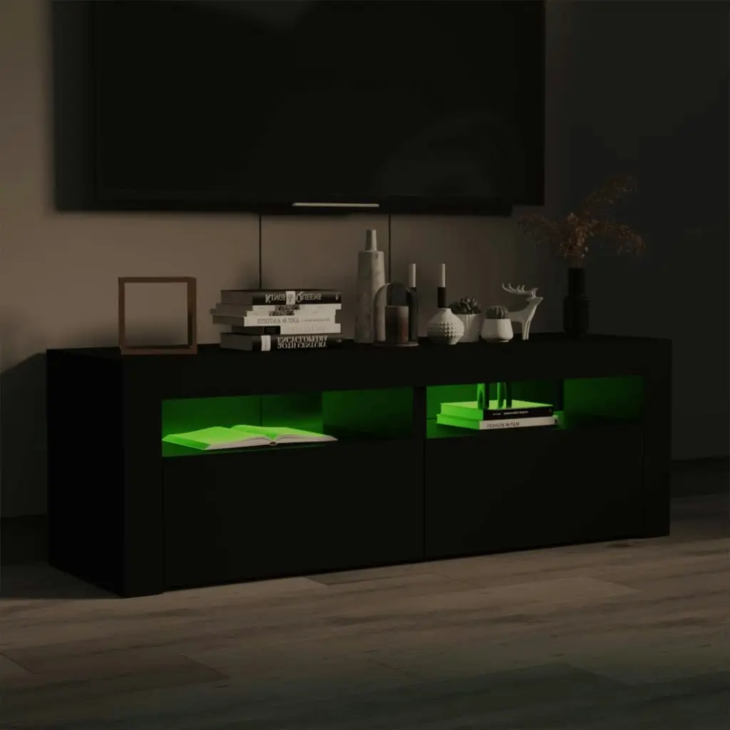 TV Cabinet with LED Lights Black 120x35x40 cm 804356