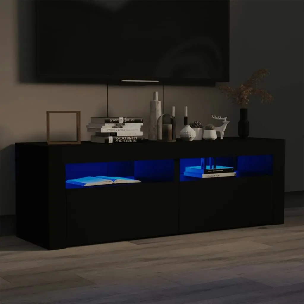 TV Cabinet with LED Lights Black 120x35x40 cm 804356