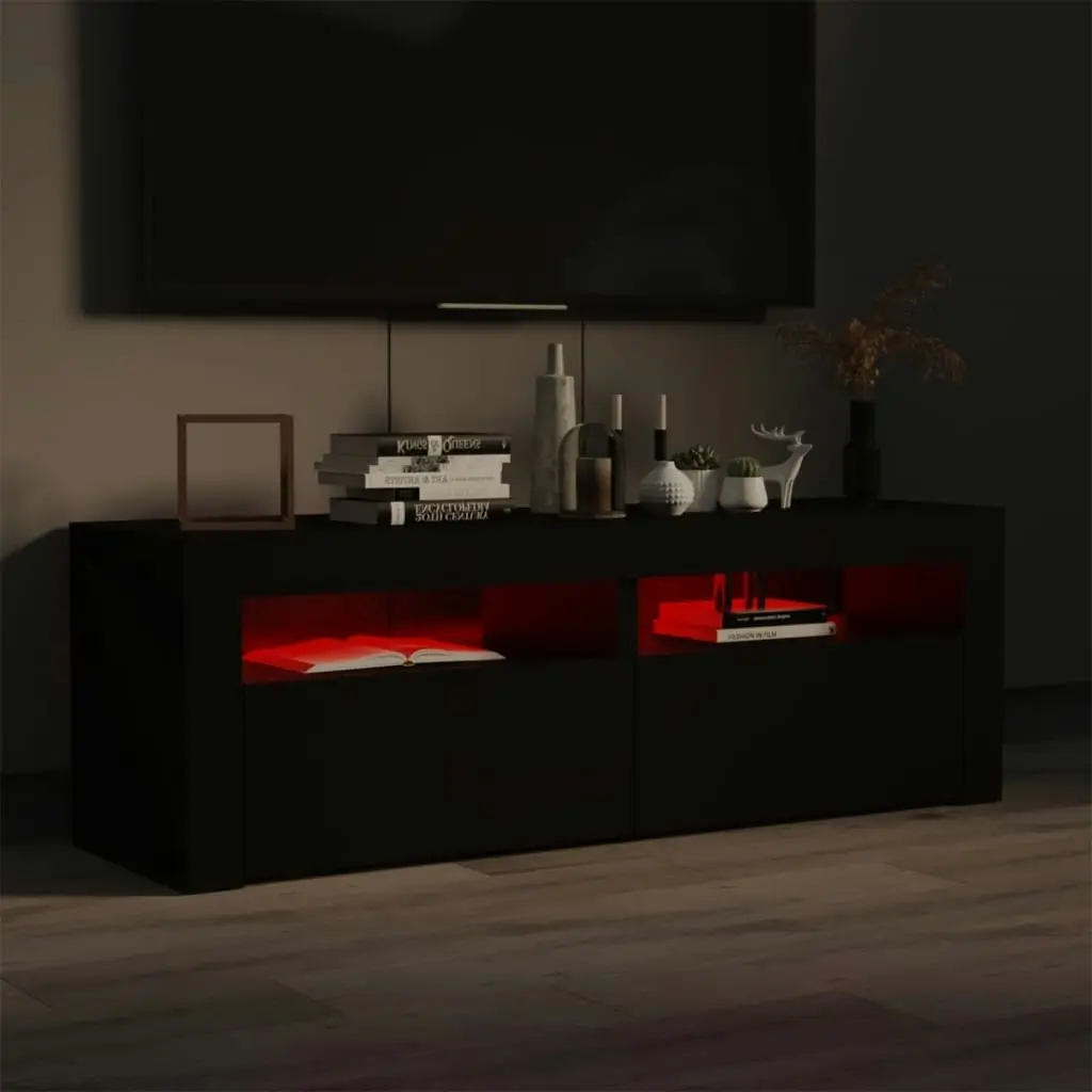 TV Cabinet with LED Lights Black 120x35x40 cm 804356