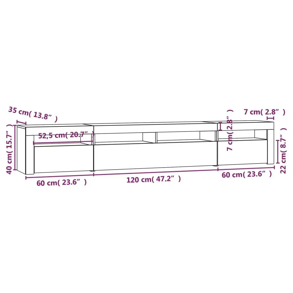 TV Cabinet with LED Lights Black 240x35x40 cm 3152723