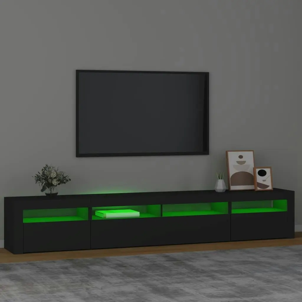 TV Cabinet with LED Lights Black 240x35x40 cm 3152723