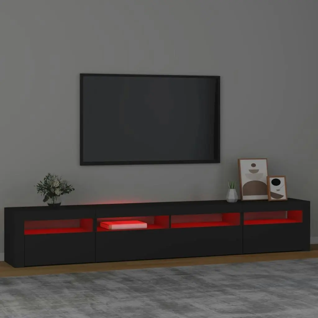 TV Cabinet with LED Lights Black 240x35x40 cm 3152723