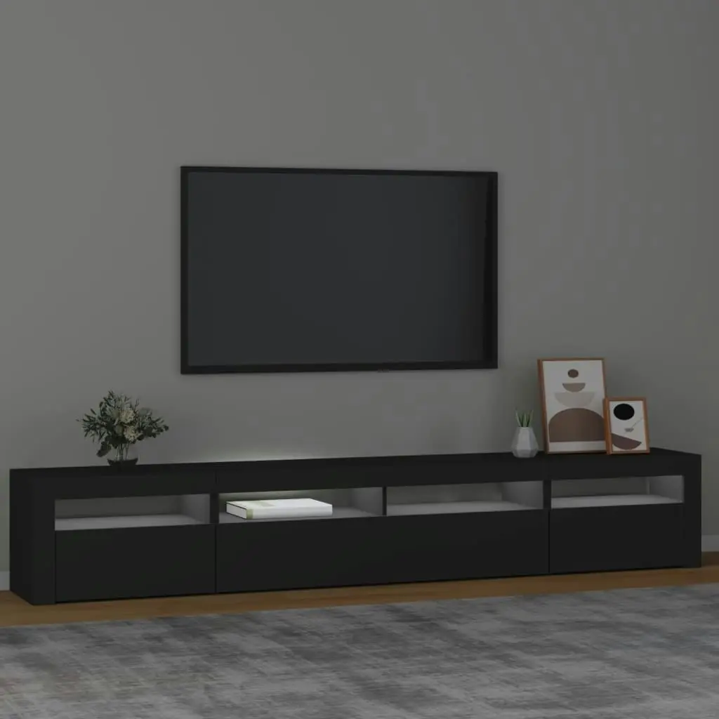 TV Cabinet with LED Lights Black 240x35x40 cm 3152723