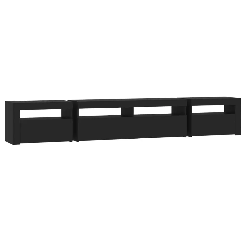 TV Cabinet with LED Lights Black 240x35x40 cm 3152723