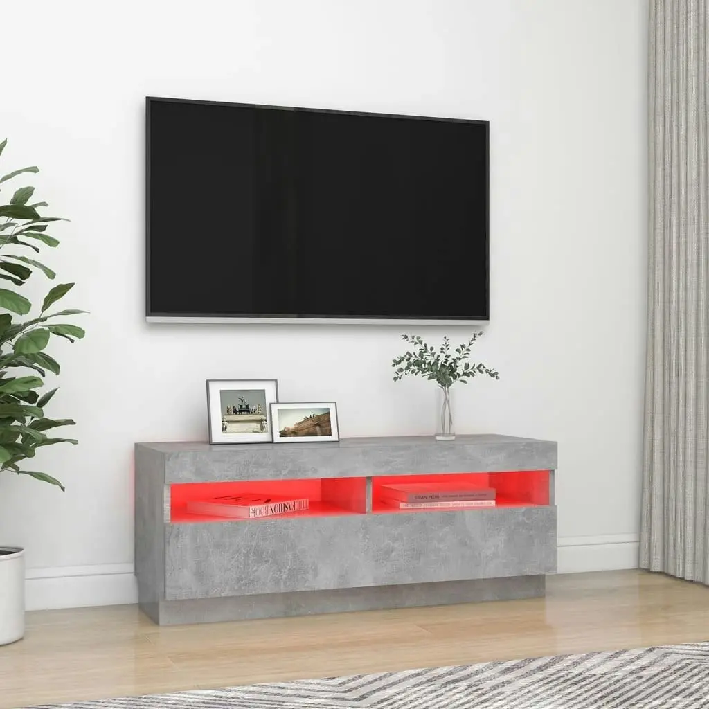 TV Cabinet with LED Lights Concrete Grey 100x35x40 cm 804458