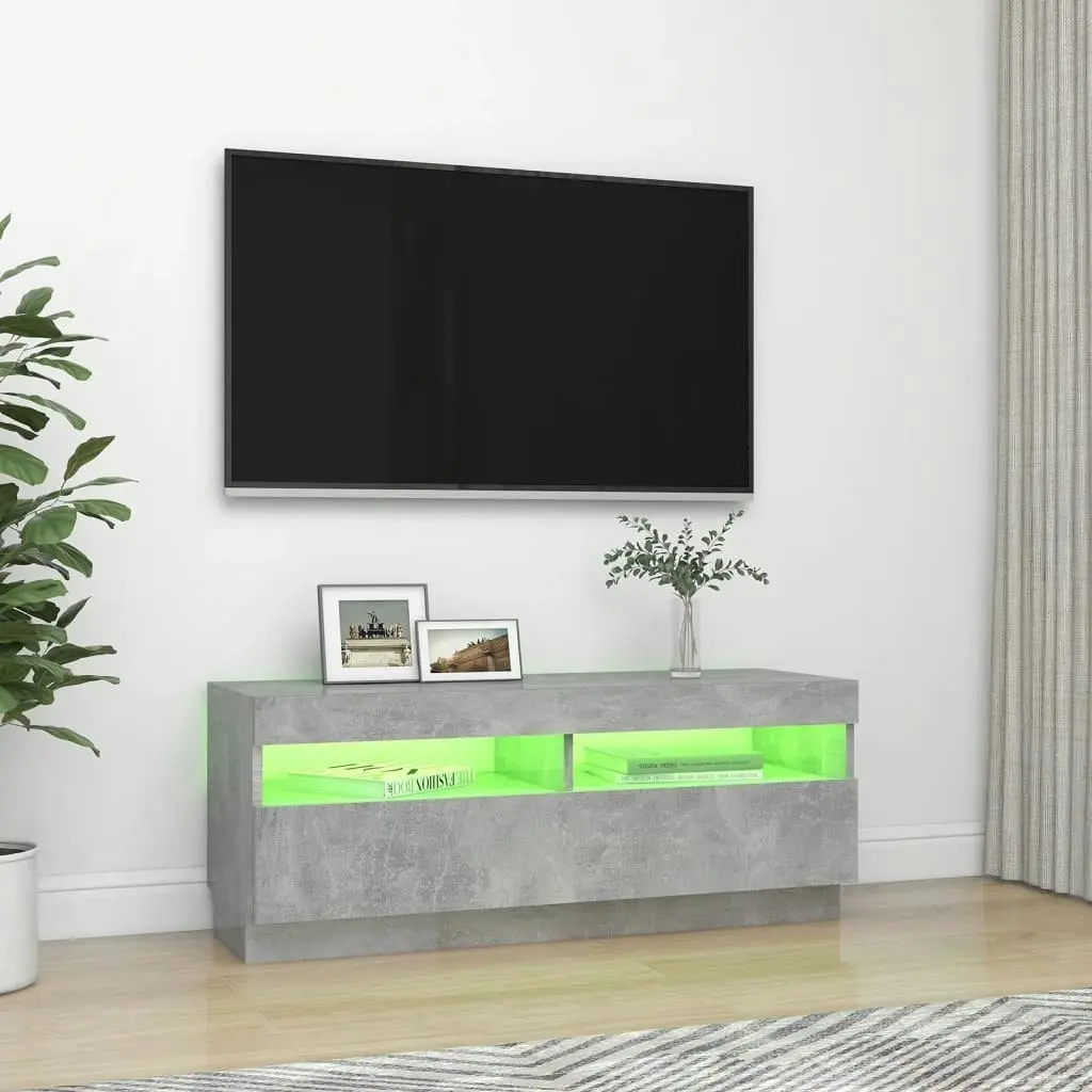 TV Cabinet with LED Lights Concrete Grey 100x35x40 cm 804458