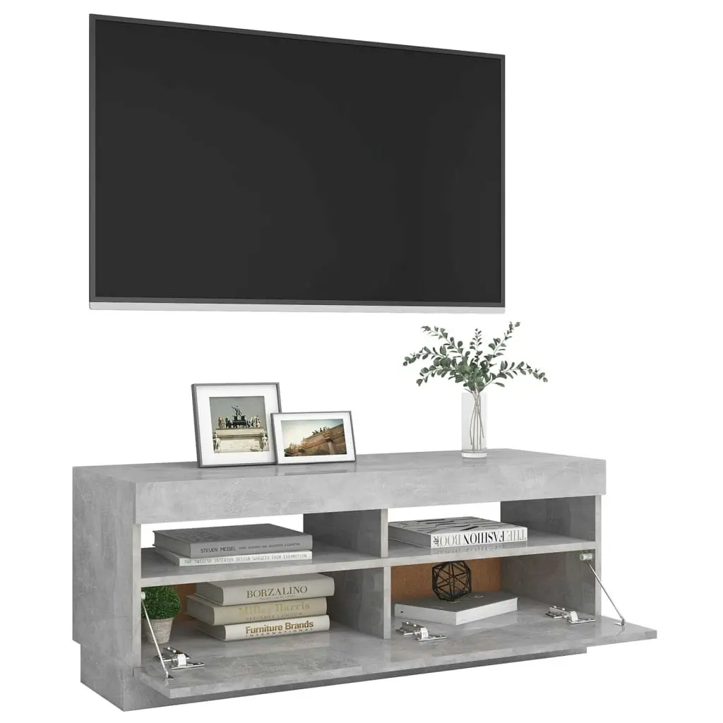 TV Cabinet with LED Lights Concrete Grey 100x35x40 cm 804458