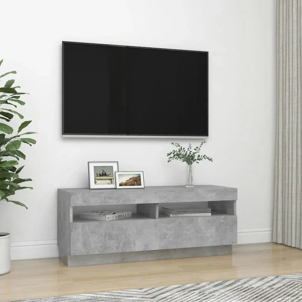 TV Cabinet with LED Lights Concrete Grey 100x35x40 cm 804458