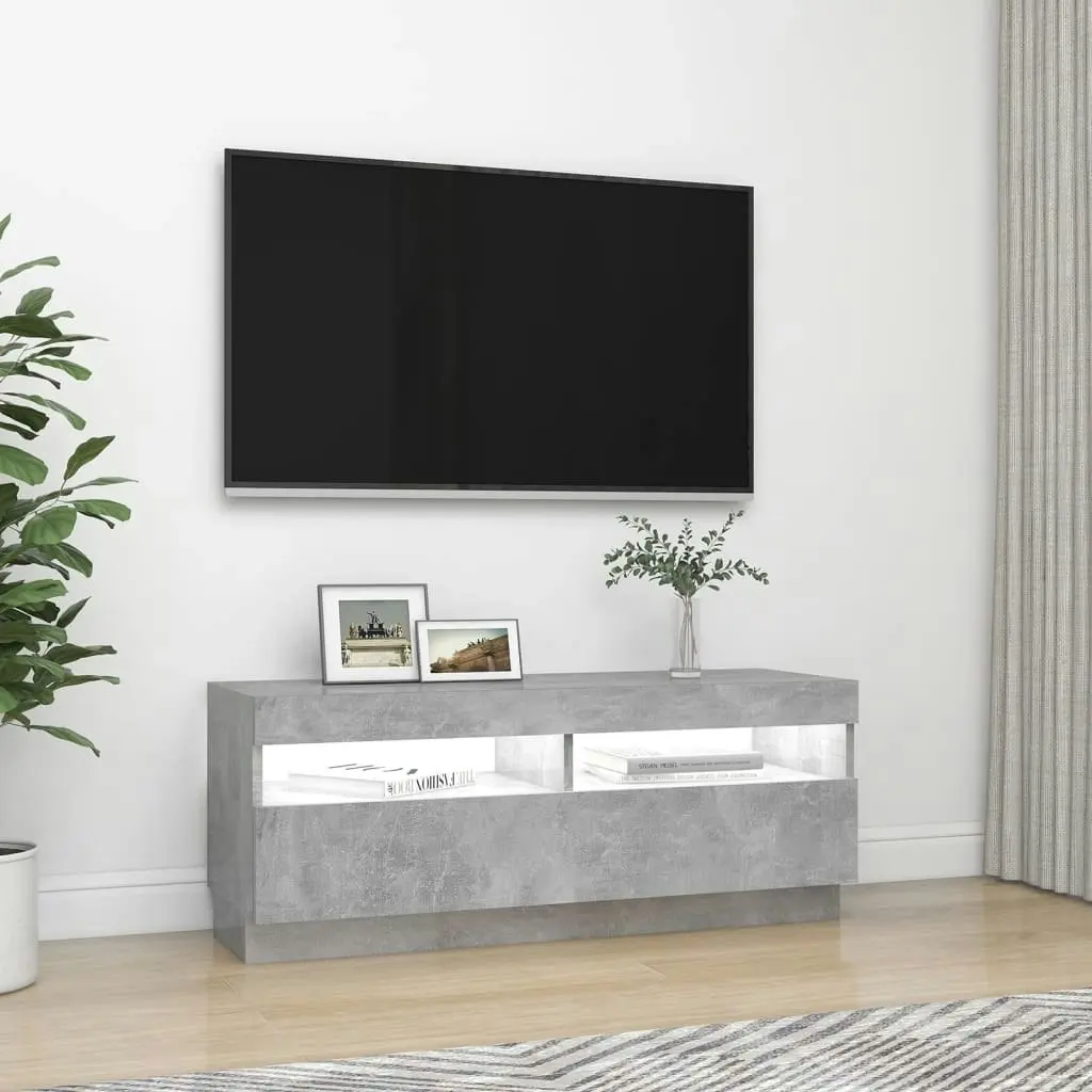 TV Cabinet with LED Lights Concrete Grey 100x35x40 cm 804458