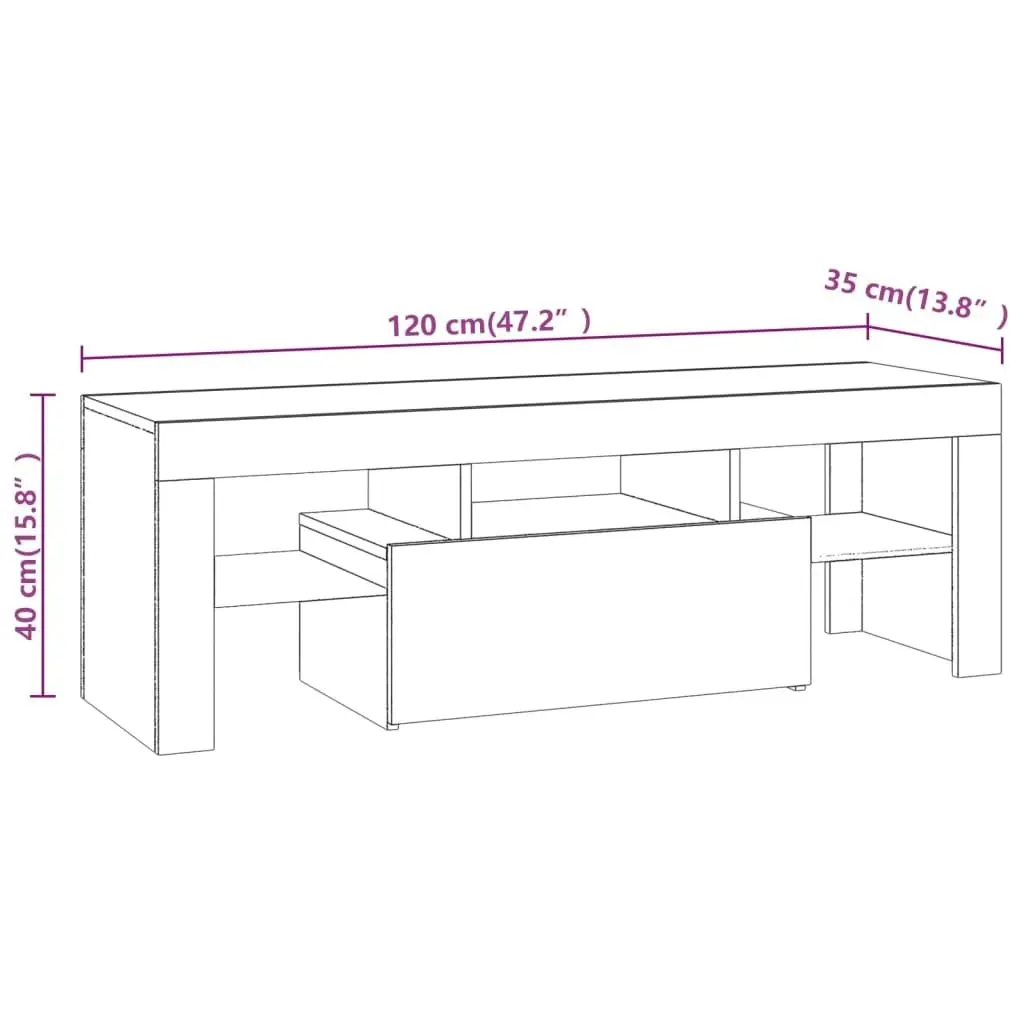 TV Cabinet with LED Lights Brown Oak 120x35x40 cm 815668